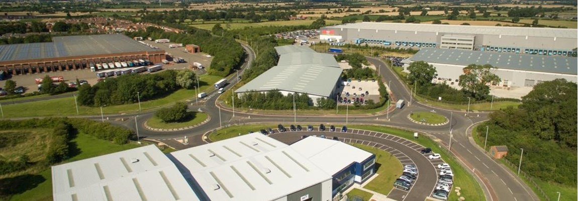 Arial shot of Faverdale industrial park